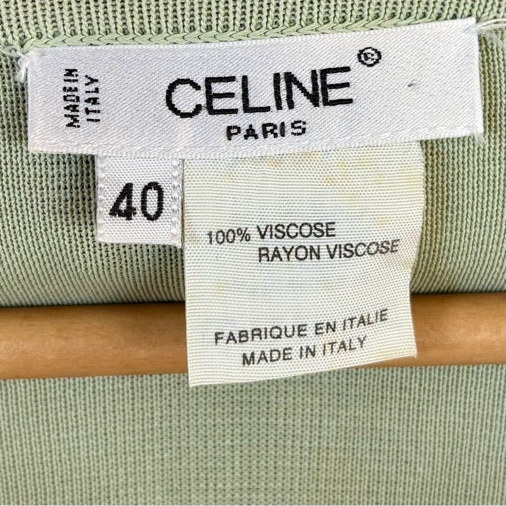CELINE Paris Mint Viscose Cardigan Size 40 – Made in Italy – Minimalist Luxury - Picture 5 of 10
